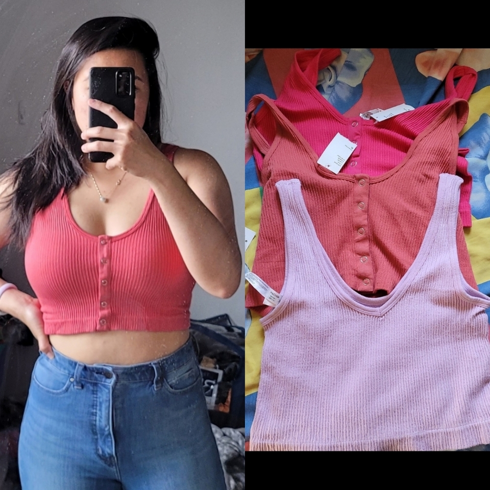 3 - UO drew surplus ribbed crop stretchy line top